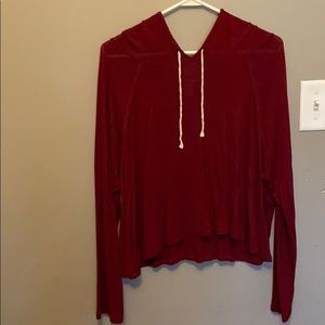 Plain Long Sleeve Cropped Hoodie with Pockets